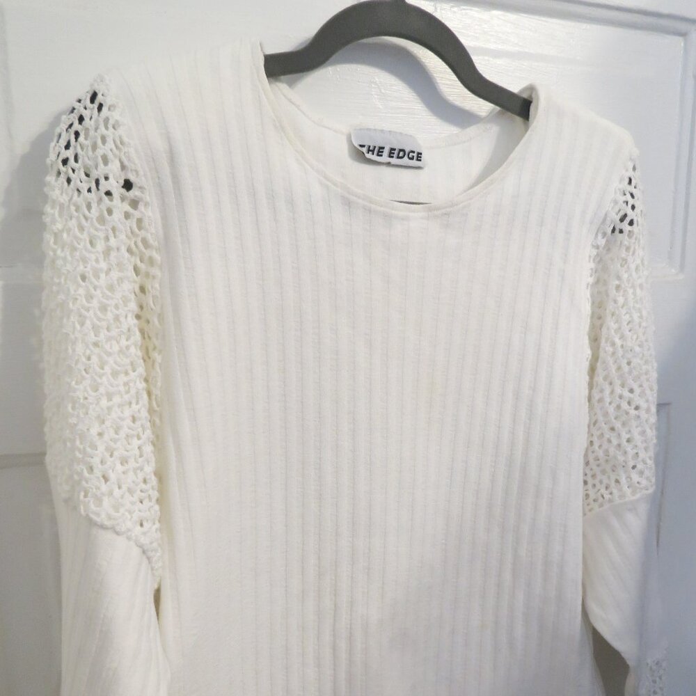 DEEP SPRING CLOSET CLEAN OUT! White Cotton and Crochet Women's Top